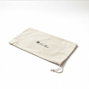 Authentic Loro Piana Dust Bag Drawstring Pouch Cream Herringbone Luxury Storage